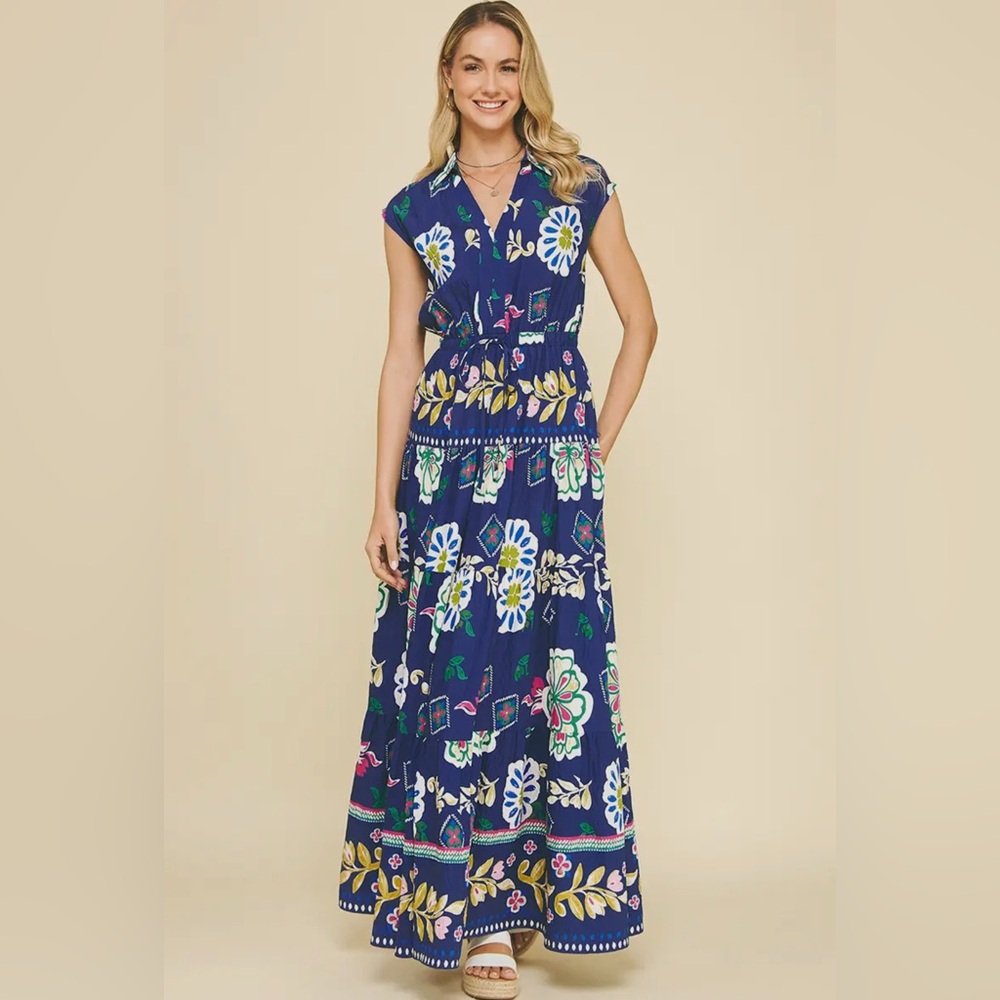 Floral Maxi Dress in Blue - Picture 2 of 7